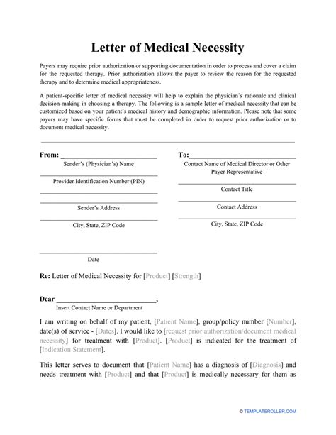 Letter Medical Necessity Template