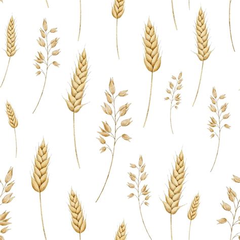 Premium Photo Spikelets Of Wheat Bunch Of Wheat And Oats Seamless