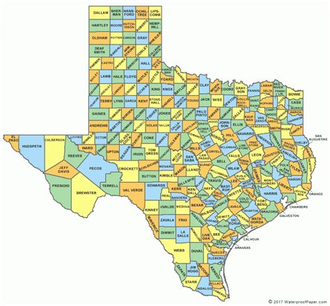 Printable County Map Of Texas