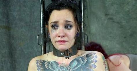 Tattooed Girl Crying Because Tortured With Electricity