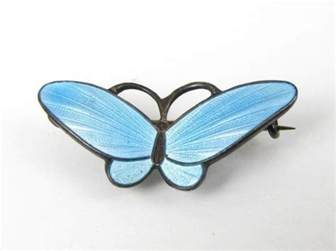 Vintage Norway Butterfly Blue Enameled Sterling Silver Pin Brooch 24g