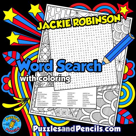 Jackie Robinson Word Search Puzzle Activity Black History Month