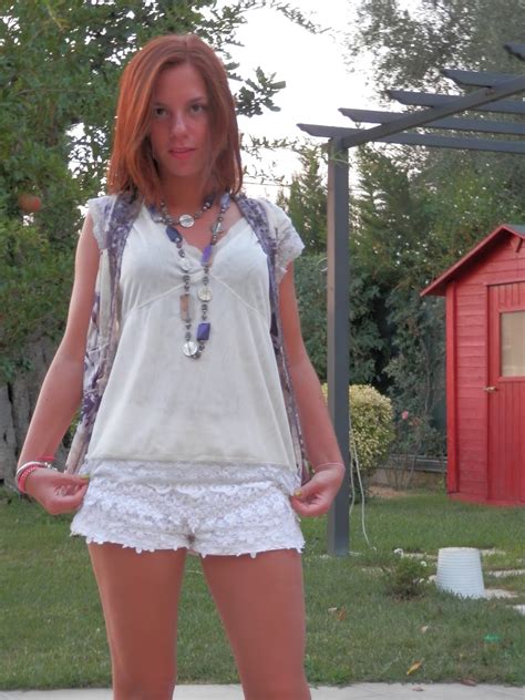 Redhead And Blondie White Outfit And Purple Details Redhead