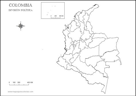 Mapas De Colombia Mapa Político De Colombia Para Colorear