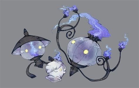 Litwick Lampent Chandelure♥ Dark Pokémon Pokemon Fusion Art