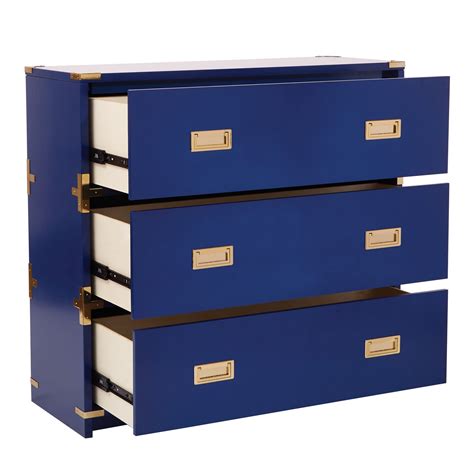 Osp Home Furnishings Wellington 3 Drawer Cabinet Lapis Blue Finish Asm