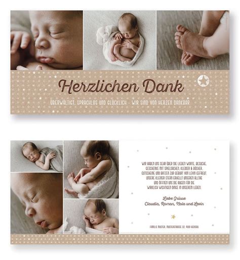 Zauberhafte Baby Dankeskarten Kartendings Geburtsanzeige