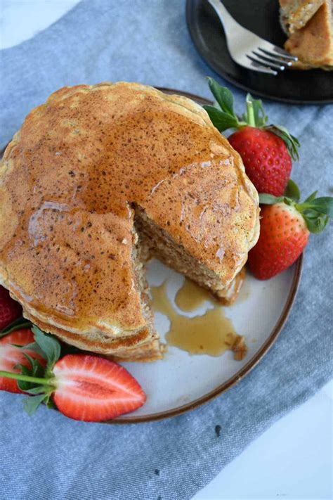 Stop short of the mixture being totally combined. Easy Healthy Greek Yogurt Pancakes | Hint of Healthy