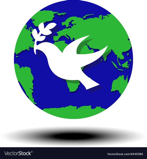 World Peace Symbol Globe Dove Olive Royalty Free Vector