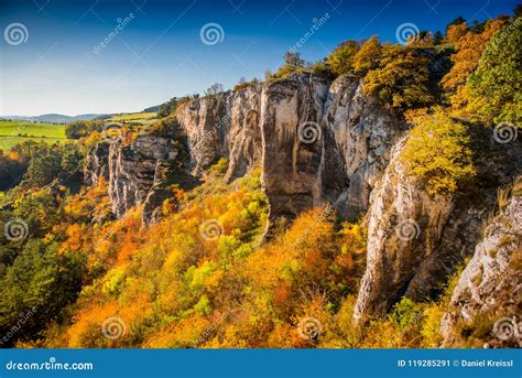 Beautiful Autumn Trees Of Rock Scenery Stock Image Image Of Golden