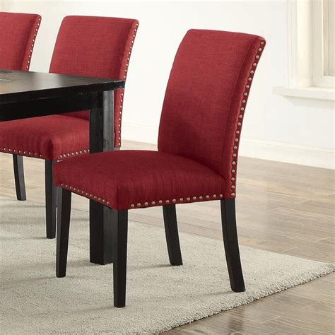 The seat is supported by solid wood legs with a modern tapered form, and the chair is especially roomy for comfort. Set Of Two Red Upholstered Dining Chair In Solid Wood Red ...