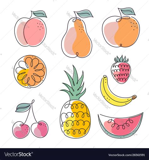 Set Fruits Icons Royalty Free Vector Image Vectorstock