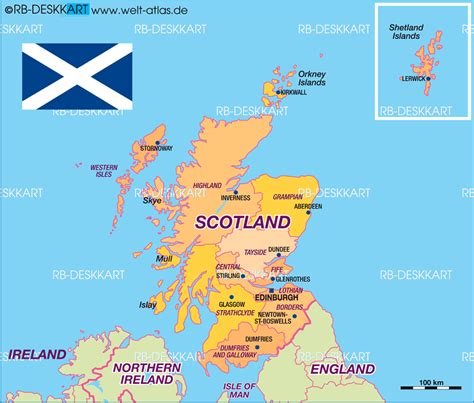 Map Of Scotland Politically State Section In United Kingdom Welt