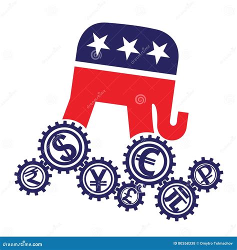 Emblem Of The Republican Party Of The Us And World Currencies Editorial