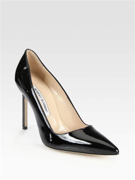 Manolo Blahnik Bb Patent Leather Point Toe Pumps In Black Lyst