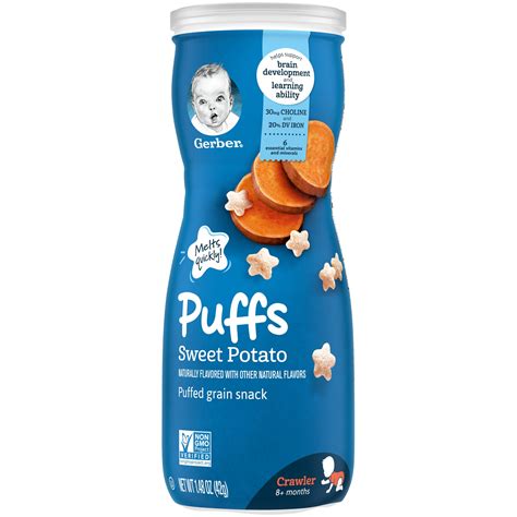 Gerber Puffs Sweet Potato Cereal Snacks 148 Oz Canister