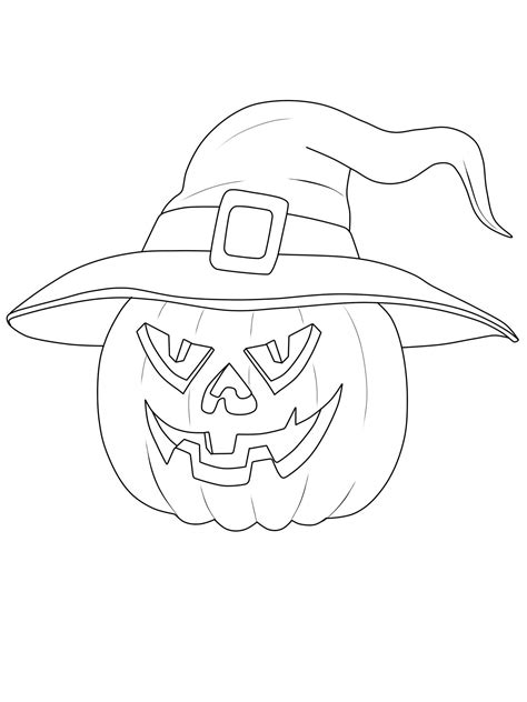 Ausmalbild 120+ gruselige halloween-ausmalbilder: kürbis-hexe ausmalen