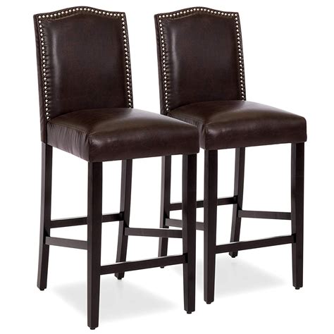 Best Choice Products Set Of 2 30in Contemporary Faux Leather Counter Height Armless Backed