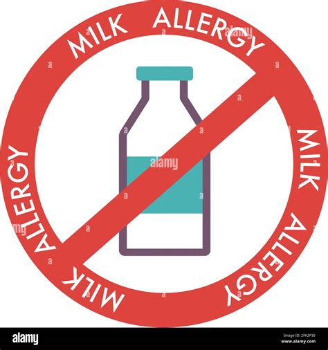 Milk Food Allergy Red Stop Sign Label Stock Vector Image And Art Alamy