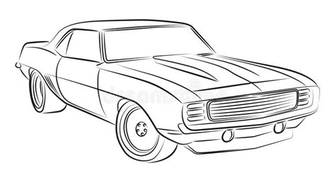 Het uiteindelijke doel van technisch cars tekening voor kinderen printen online. Muscle car drawing stock illustration. Illustration of ...