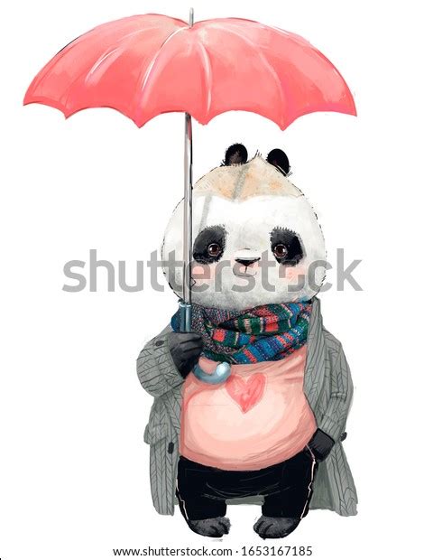 Cute Panda Bear Umbrella Stock Illustration 1653167185 Shutterstock