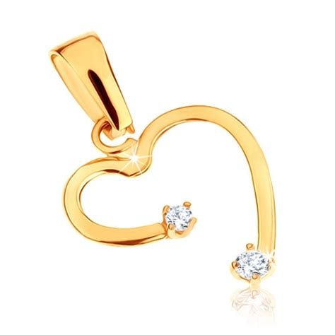 Gold Pendant 375 Irregular Heart Contour Clear Stones Jewellery