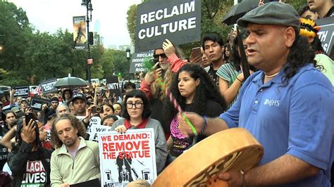 New Yorkers Call For Indigenous Peoples Day And Removal Of Columbus