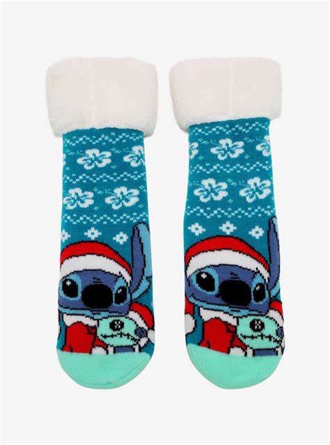 Disney Lilo Stitch Santa Stitch Cozy Slipper Socks Slippers Cozy
