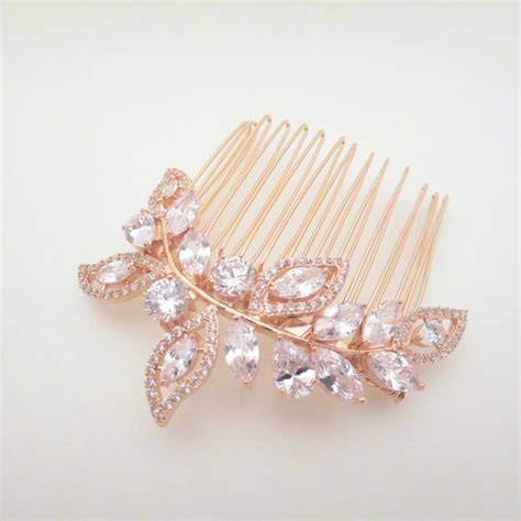 Rose Gold Bridal Hair Comb Rose Gold Wedding Headpiece Bridal Hair