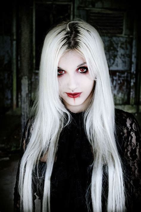 White And Gray Hair Gothic Makeup Goth Makeup Long Hair Styles
