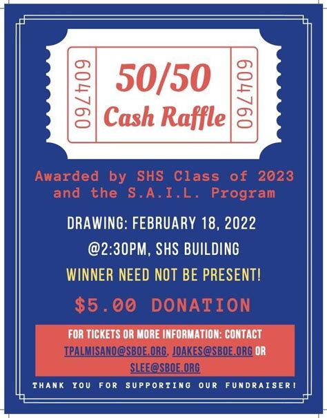 Shs Class Of 2023 And Sail Program 5050 Cash Raffle Fundraiser