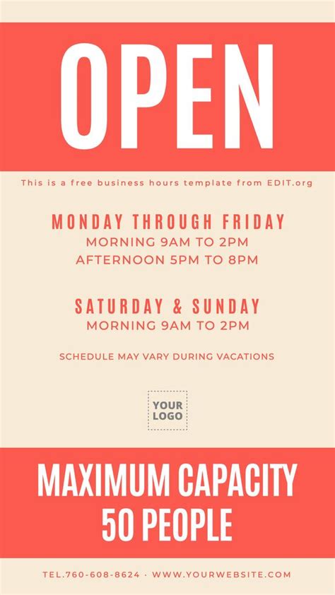 Opening Hours Templates Online