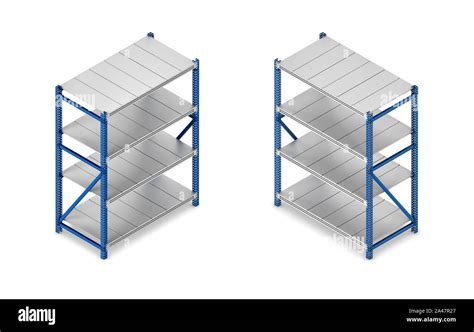 3d Rendering Of A Steel Grey And Blue Shelving Unit In Double Sided