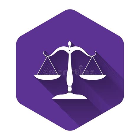 White Scales Of Justice Icon Isolated With Long Shadow Court Of Law
