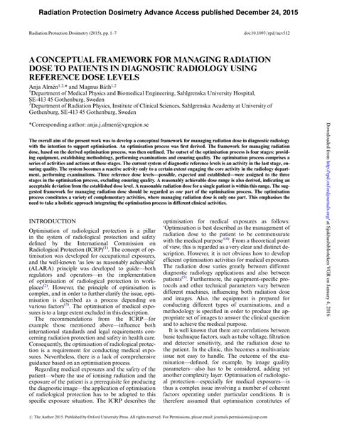Pdf A Conceptual Framework For Managing Radiation Dose To Patients In
