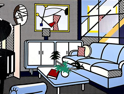 Roy Lichtenstein 1992 Interior With Mobile Painting Oil And Magna