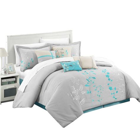 Brooke Bliss Garden 12 Piece Comforter Bed In A Bag Turquoise Walmart