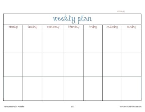 Blank 7 Day Calendar Printable Best Calendar Example