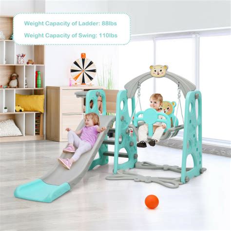 3 In 1 Toddler Climber And Swing Set Slide Playset Costway