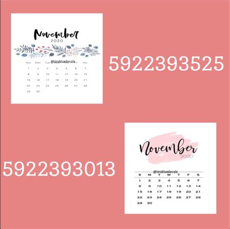 November Calendars By Me