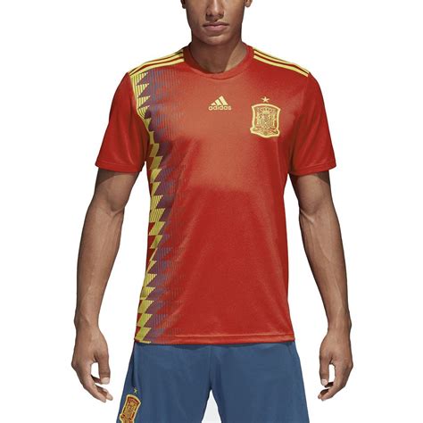 Adidas Mens Spain Home Soccer Football Jersey Redbold Gold Cx5355
