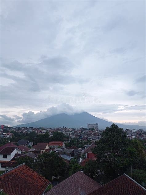 Gunung Salak And X28salak Mountainand X29 View From Populated House In