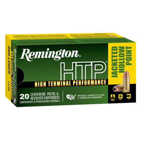 Remington Htp Handgun Ammuntion 9mm Luger 115gr Jhp 20 Rounds Fin