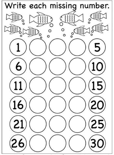 Counting 1 30 Worksheets Kindergarten More Or Less Missing Before And