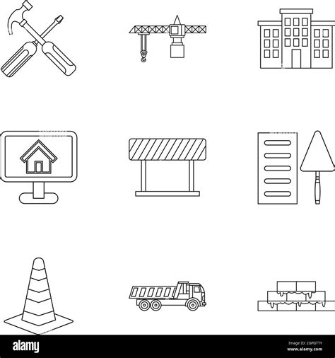 Construction Tools Icons Set Outline Style Stock Vector Image And Art