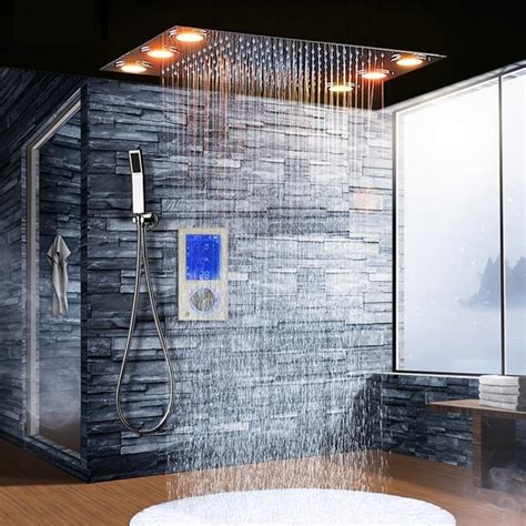 rain shower set system 20 x 14 with touch panel smart mixer and led