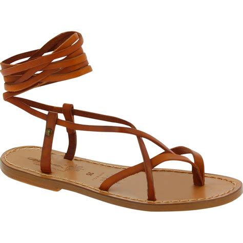 Women S Brown Leather Flat Strappy Sandals Handmade In Italy The Leather Craftsmen