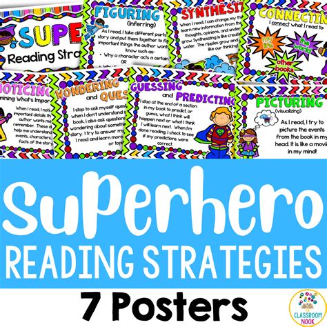 Superhero Theme Reading Comprehension Strategy Posters Bulletin Board