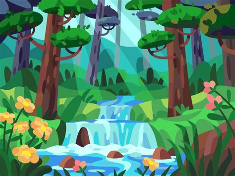 Small Waterfall Adobe Illustrator Graphic Design Colorful Art