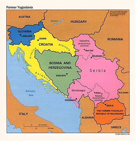 Yugoslavia Mapa Divisi N Administrativa Separa Regiones Y Nombres The